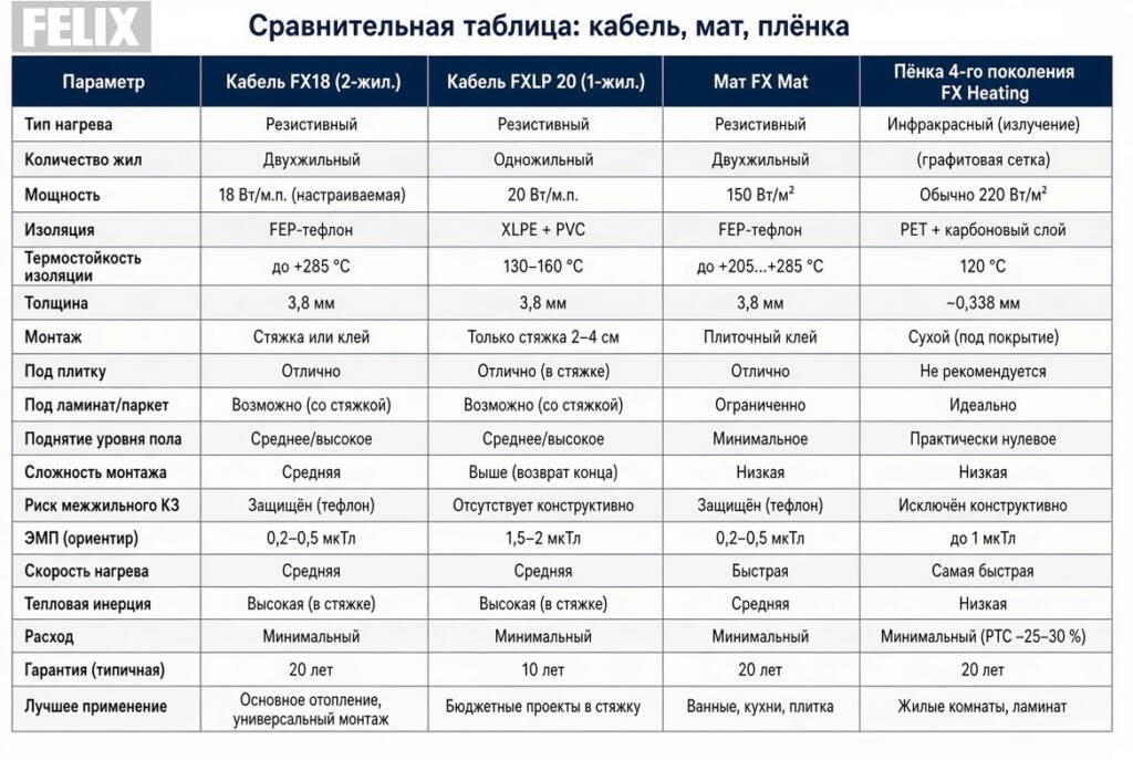 Как выбрать электрический тёплый пол в 2026 году: кабель, мат или ИК-плёнка — полное сравнение и критерии выбора 1 felix teplyj pol 2