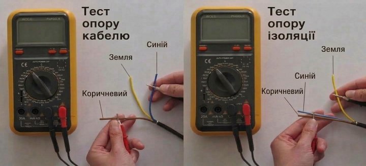 Ремонтний комплект FX RK для теплої підлоги та муфтування саморегулюючого кабелю 2 Перевірка опору нагрівальної жили та опору ізоляції мультиметром після ремонту кабелю